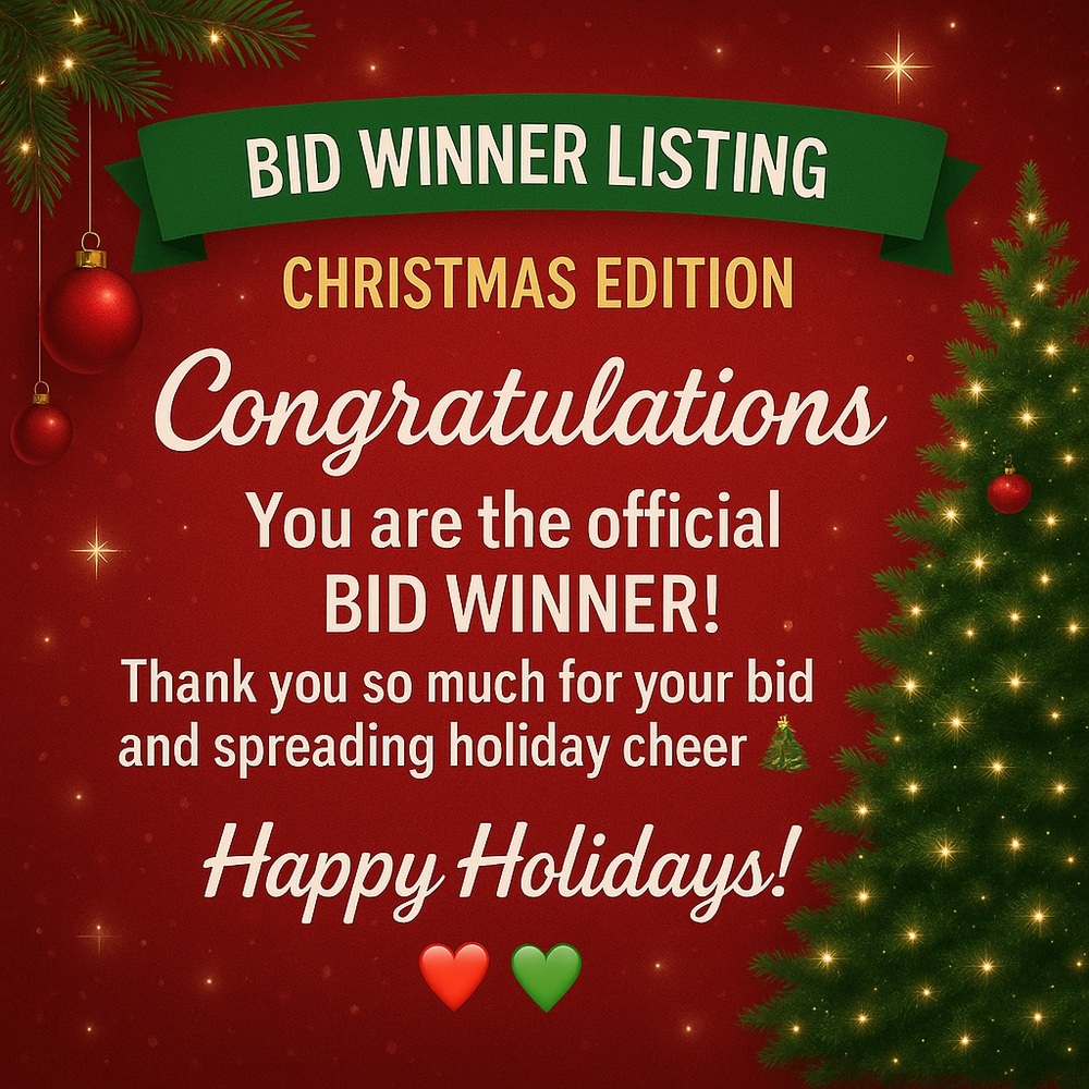 🎄 🎁 BID WINNER LISTING 🎁 🎄
Xmas Edition – Congratulations!